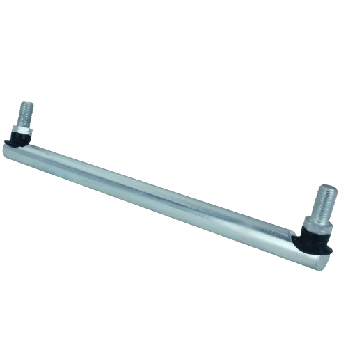 Metal tie rod assembly with threaded ends designed for tractor or heavy equipment repair and maintenance