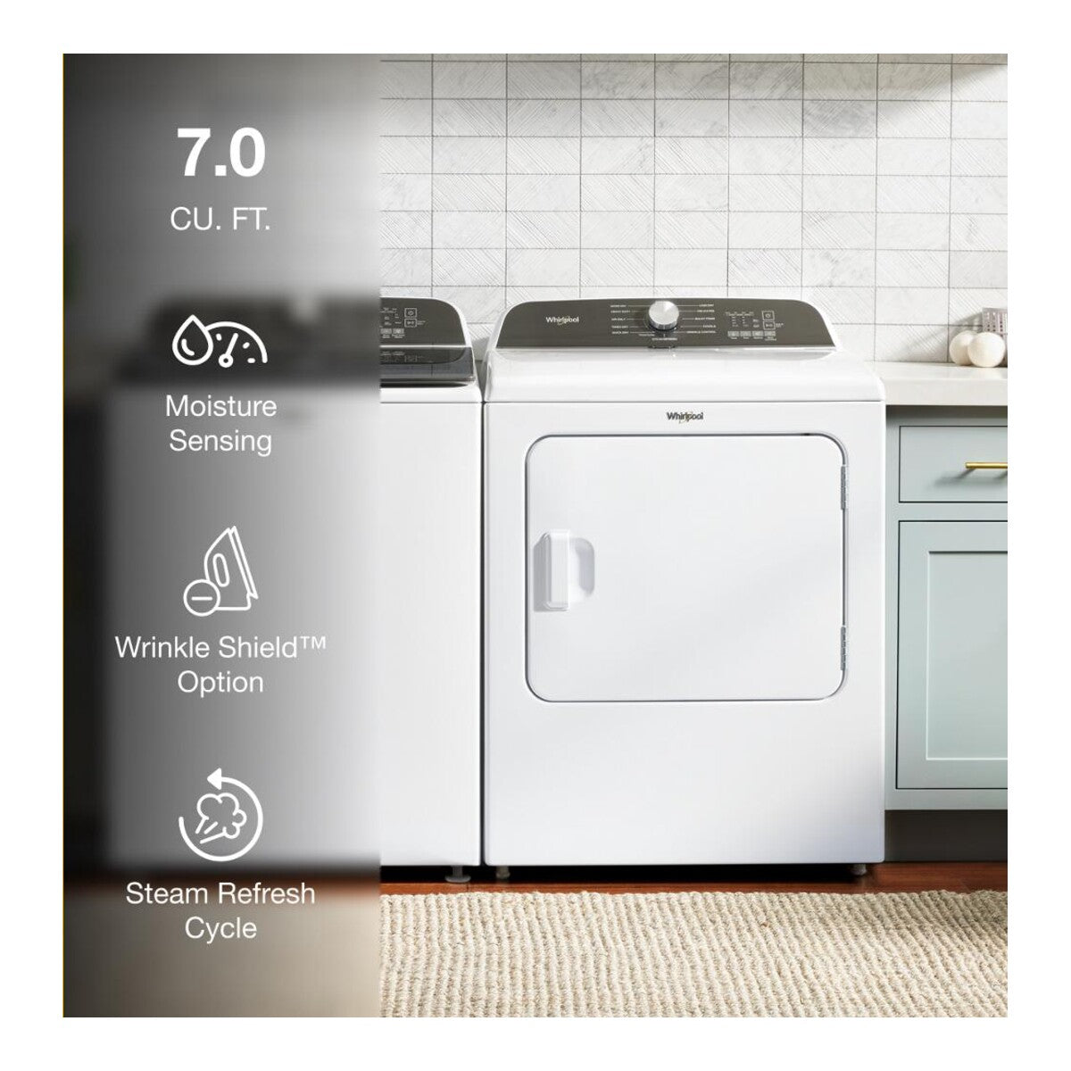 7.0 Cu. Ft. Whirlpool® Top Load Gas Dryer with Moisture Sensor