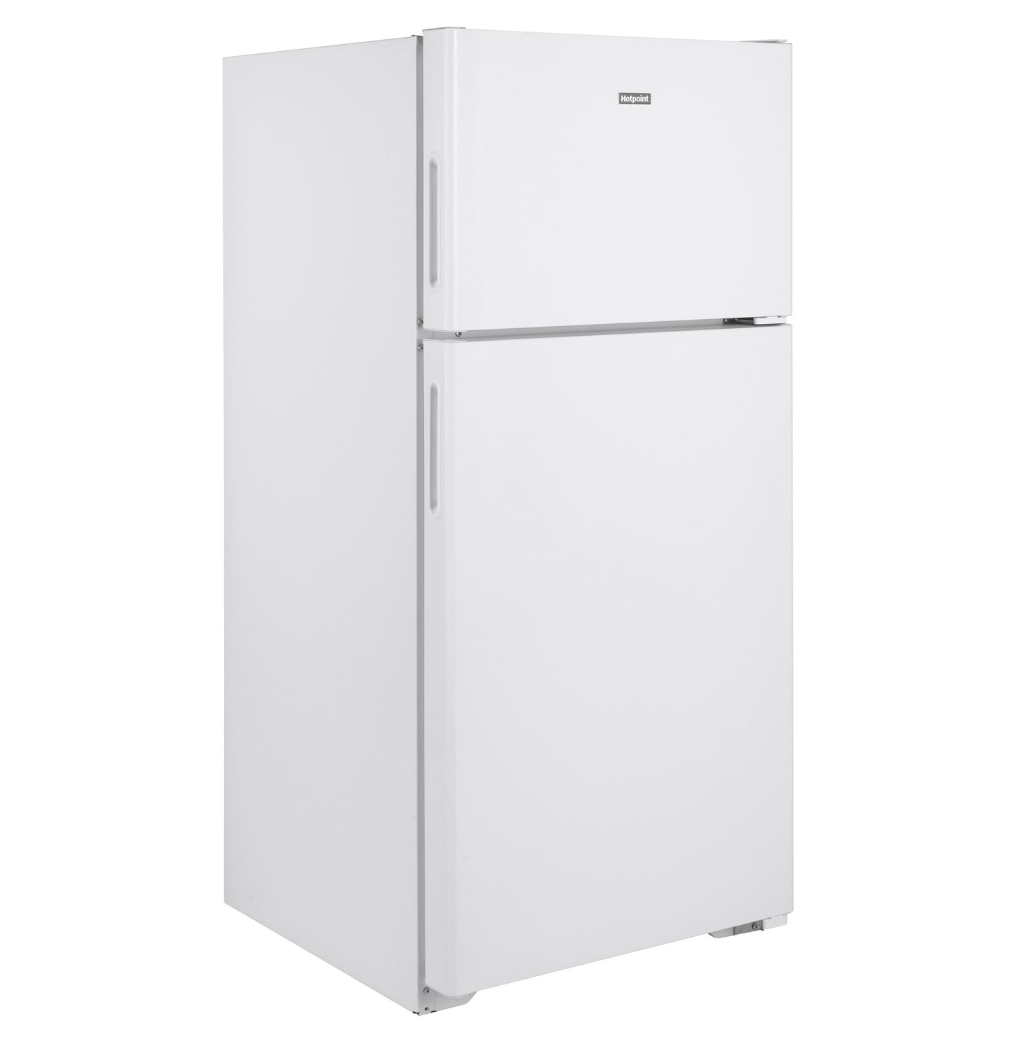 White recessed handle top-freezer refrigerator with ENERGY STAR rating in kitchen appliances and home improvement collection