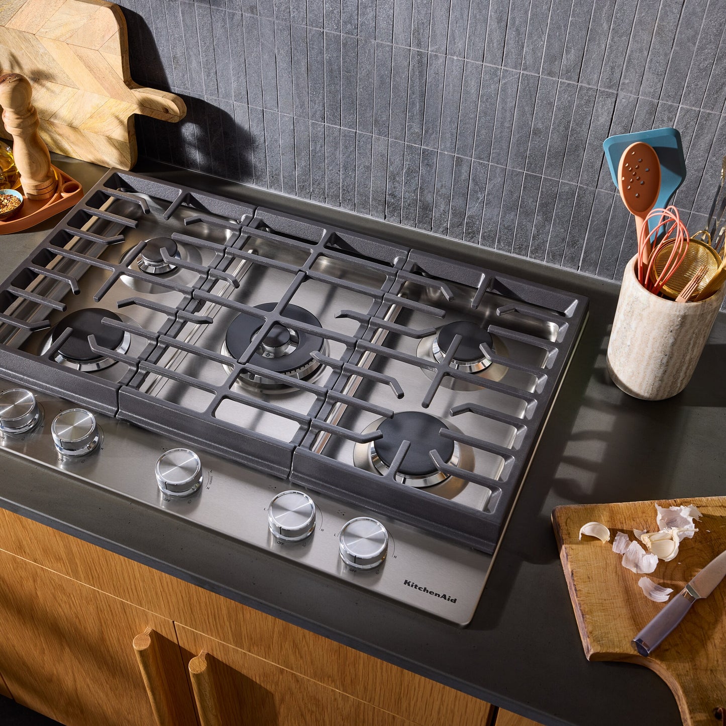 KitchenAid® 30 in. Gas Cooktop with 5 Burners and Integrated Wok Grate