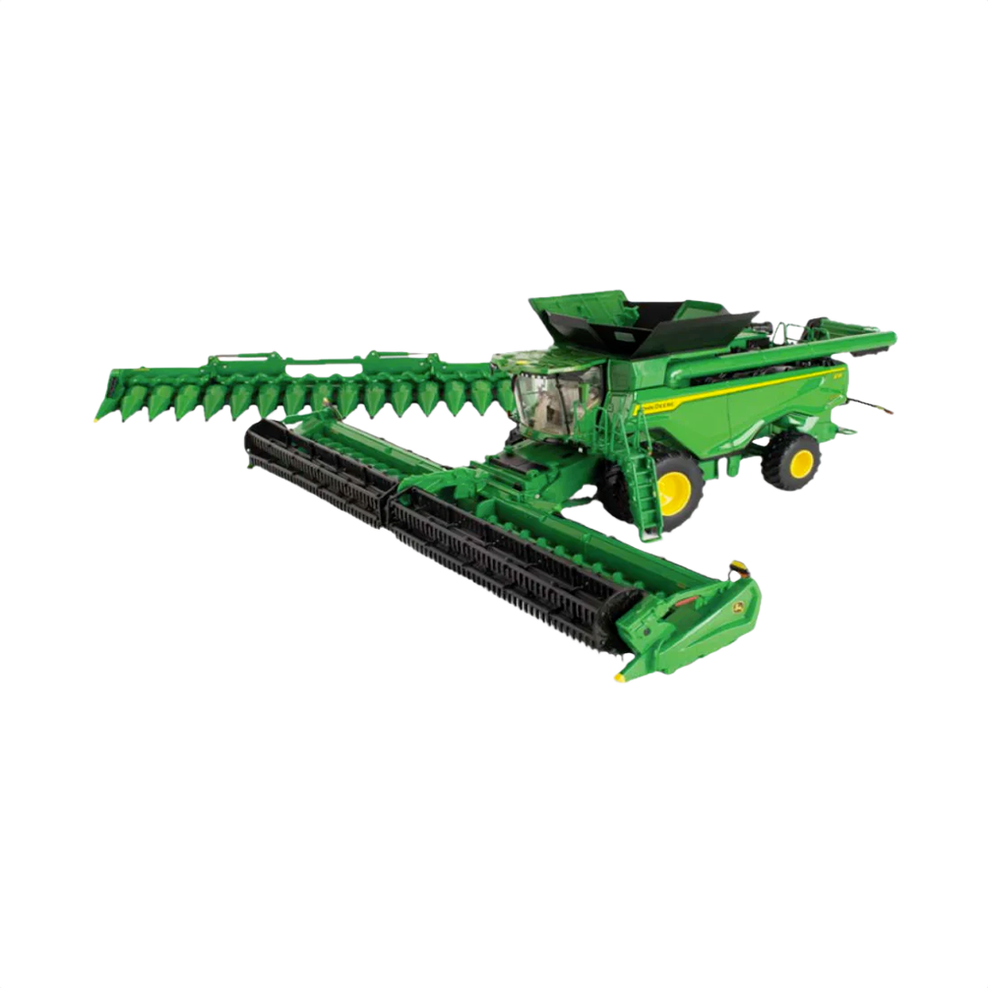 Green toy combine harvester model with detailed folding corn and draper heads from Vehicles & Remote Controlled Toys collection