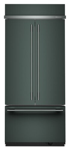 Built-in 36 inch French door refrigerator with bottom freezer in dark finish from KitchenAid appliances collection
