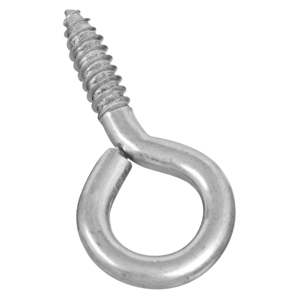 Zinc-plated large screw eye with threaded end for secure fastening in hardware and fasteners collections