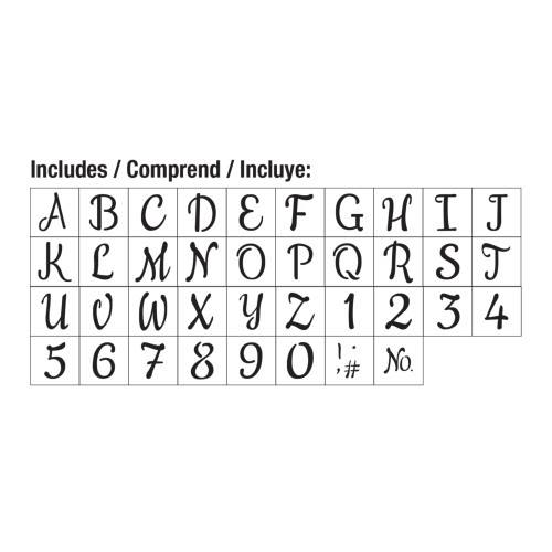 Reusable decorative script stencil set with uppercase letters and numbers for crafts and home improvement projects under $50 collections