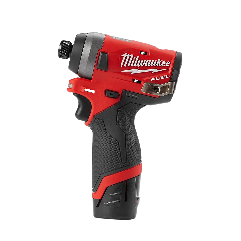 Compact red and black cordless impact driver with ergonomic grip and silver hex chuck for home improvement use