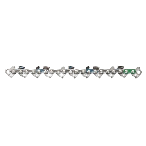 Segment of durable metal chainsaw chain with cutting teeth, suitable for STIHL parts and lubricants collection