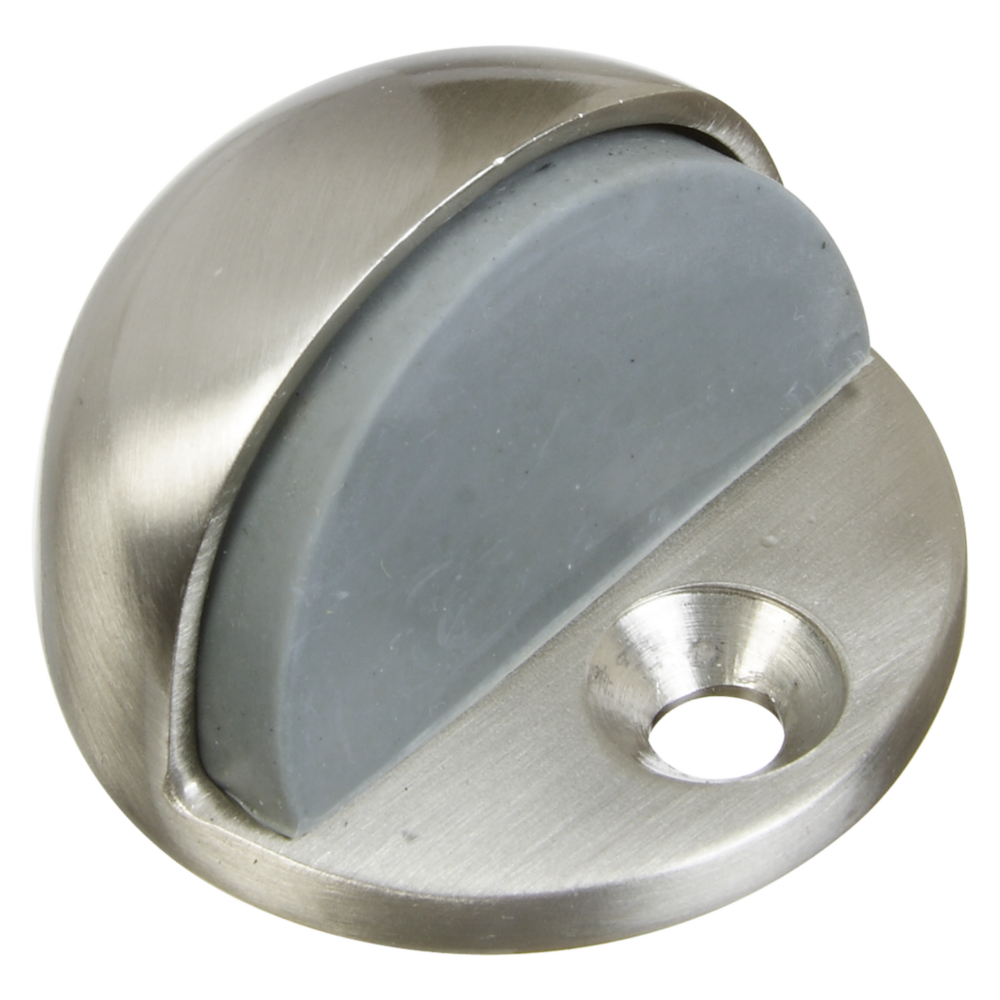 Satin nickel floor door stop with rubber bumper for wall and door protection in door accessories under $50 tools