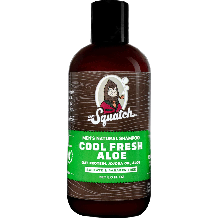Dark amber bottle of natural men's shampoo with green label for hair care in Health & Beauty under $50 collections