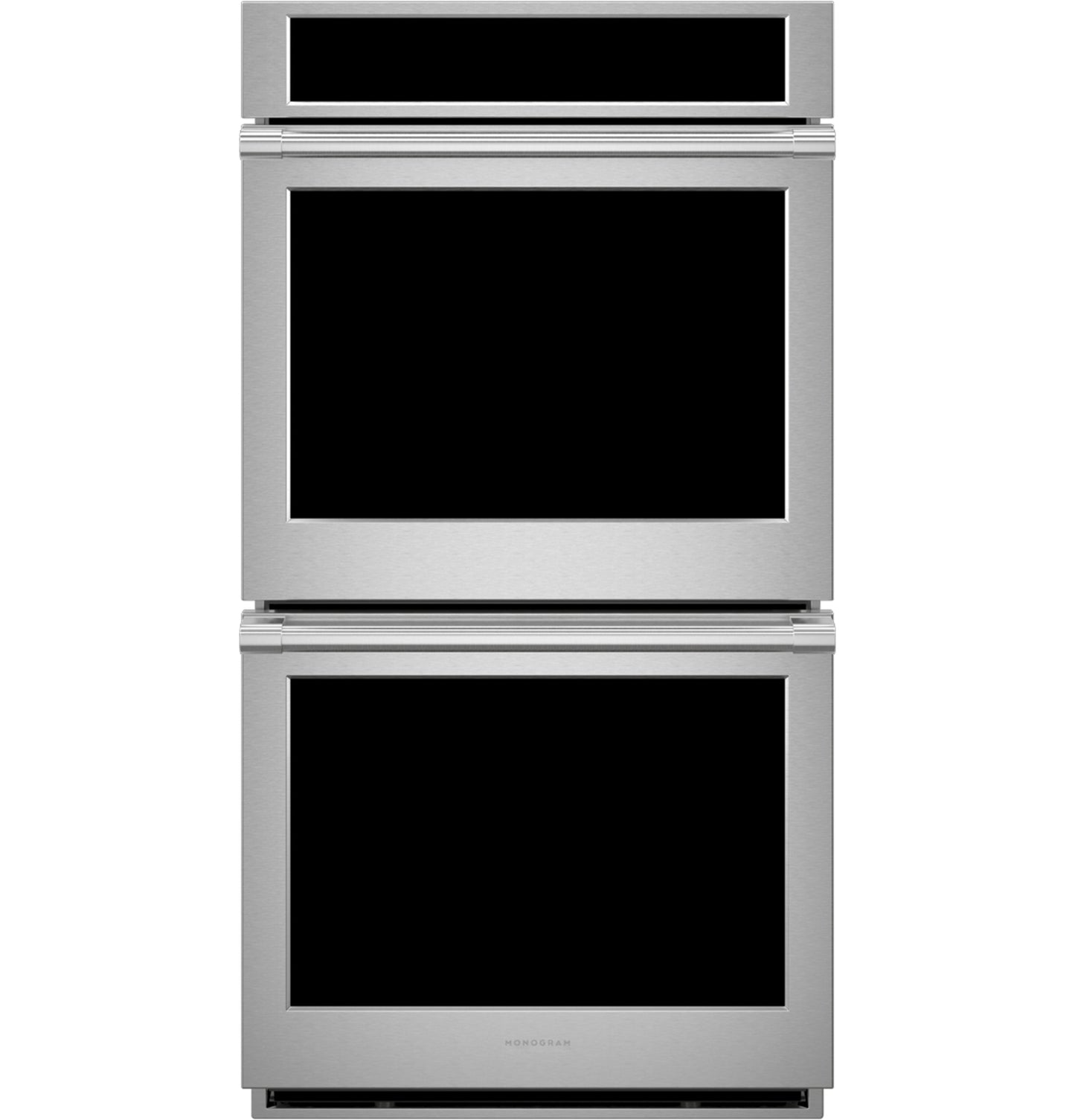 Modern stainless steel double wall oven with sleek glass doors from kitchen and appliances collections
