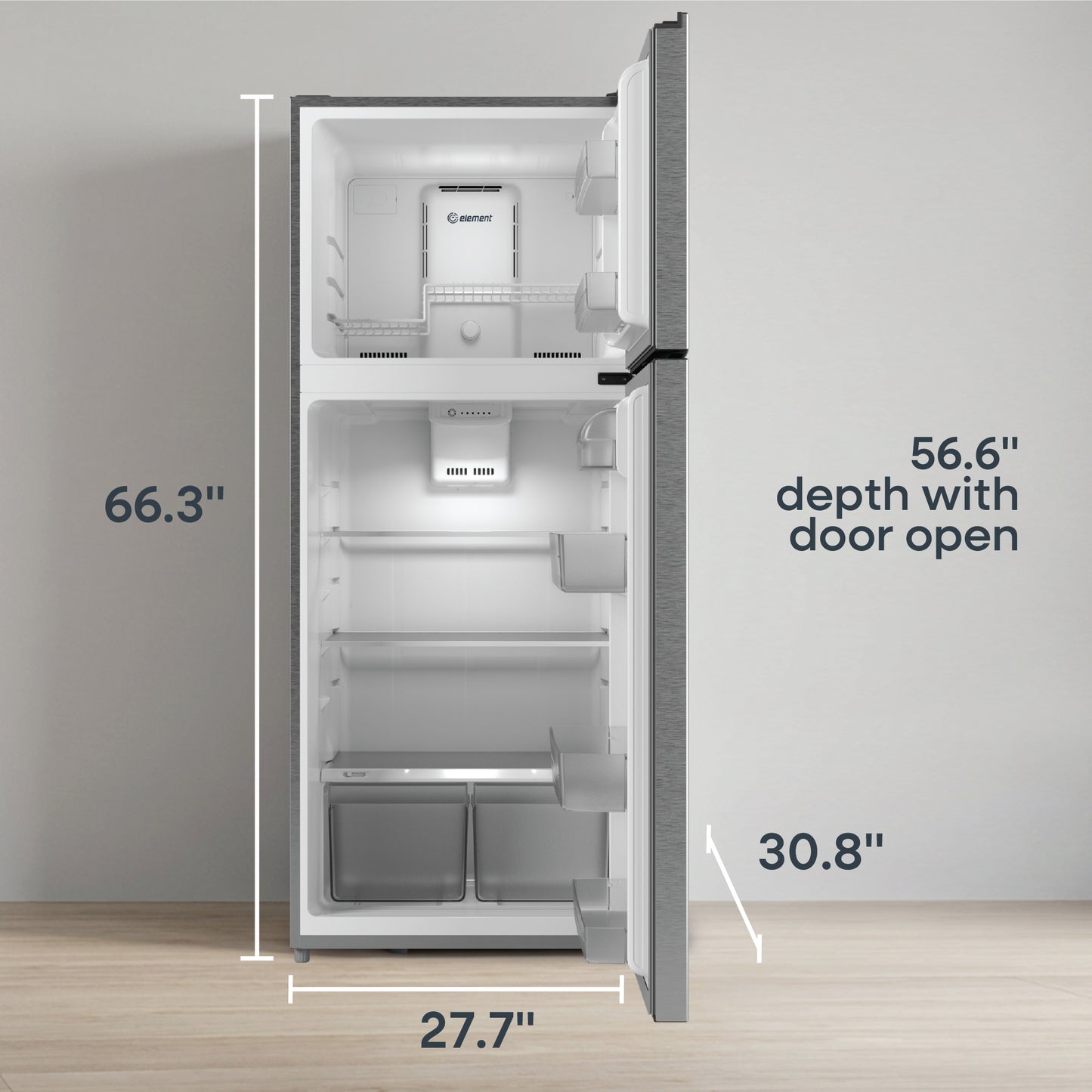 Element Electronics 17.6 cu. ft. Top Freezer Refrigerator, Ice Maker Ready - Stainless Look, ENERGY STAR (ENR18TFGCS)