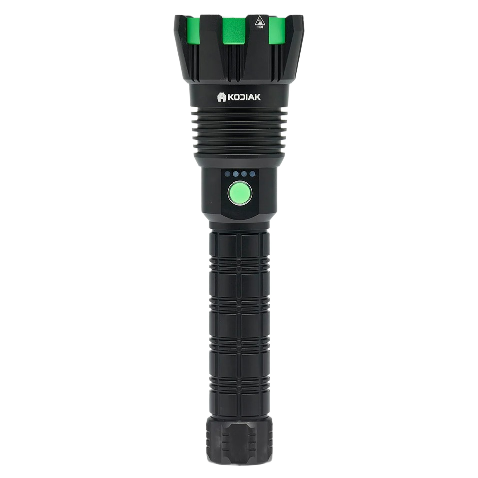 Black and green high-output rechargeable tactical flashlight for hand tools and woodworking tool collections under $100