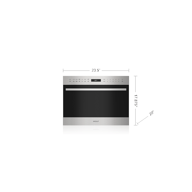 Stainless steel built-in microwave oven with drop-down door and digital control panel for kitchen appliance use