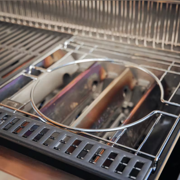 Steel cooking grate frame and porcelain-enameled cast spacer for replacement in outdoor grill accessories collection