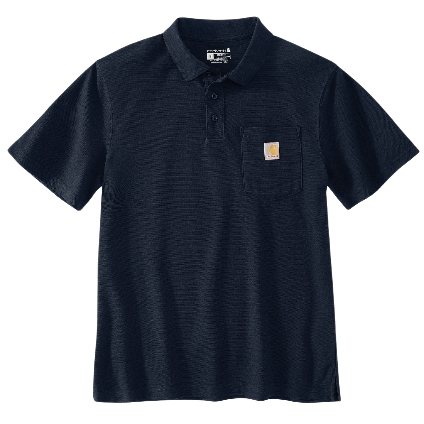 Dark navy loose fit midweight short-sleeve polo with chest pocket in Men’s Clothing and Under $50 collections