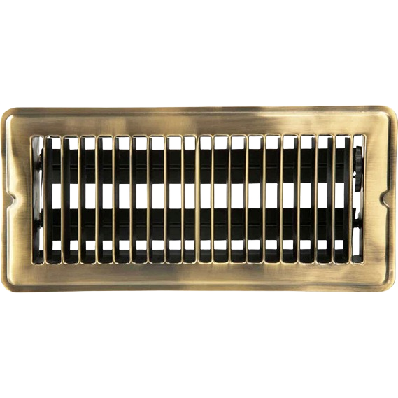 Antique brass steel floor register for durable ventilation in plumbing and home improvement collections under $50