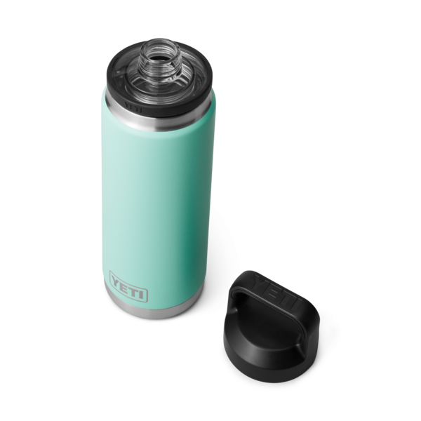 Aqua stainless steel 26 oz insulated bottle with removable black chug cap, part of drinkware and kitchenware collections under $100