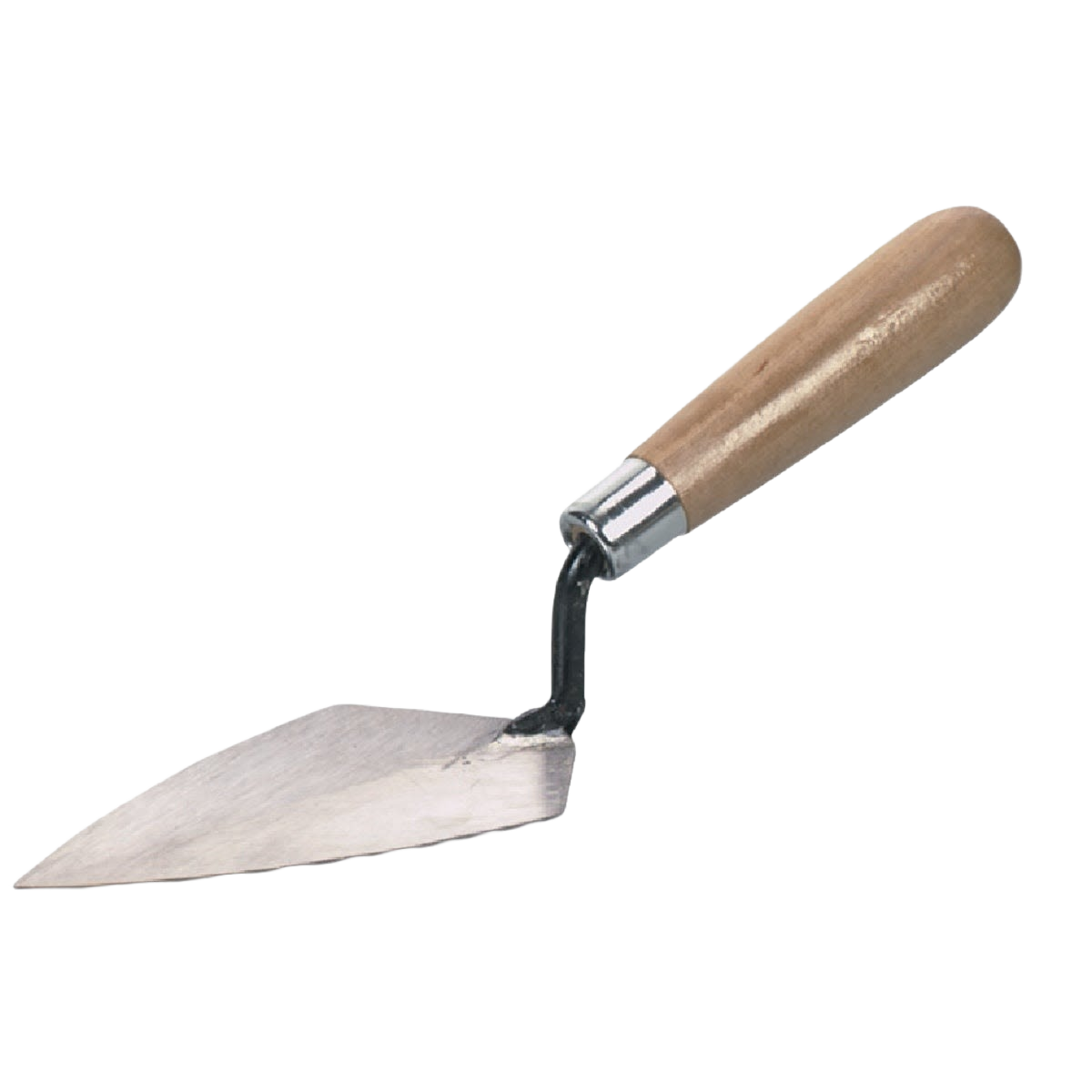 Pointing trowel with wooden handle and stainless steel blade for precise masonry and home improvement tasks