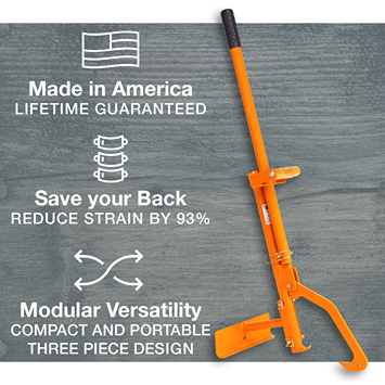 Orange steel forestry multi-tool with ergonomic grip designed for durable, portable use in outdoor wood tasks
