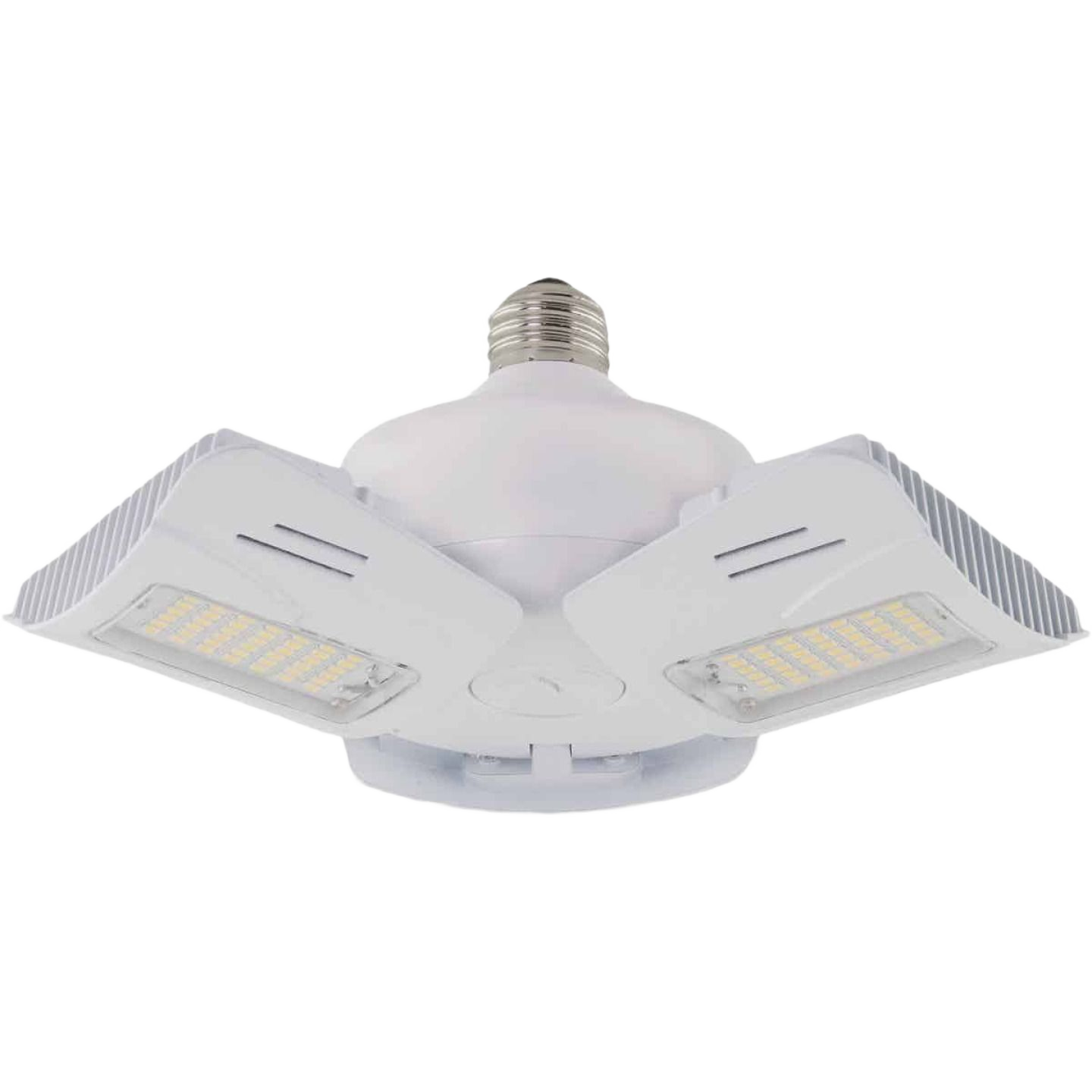 Adjustable dual-panel LED utility light with medium base, ideal for energy-efficient home improvement and utility lighting under $50