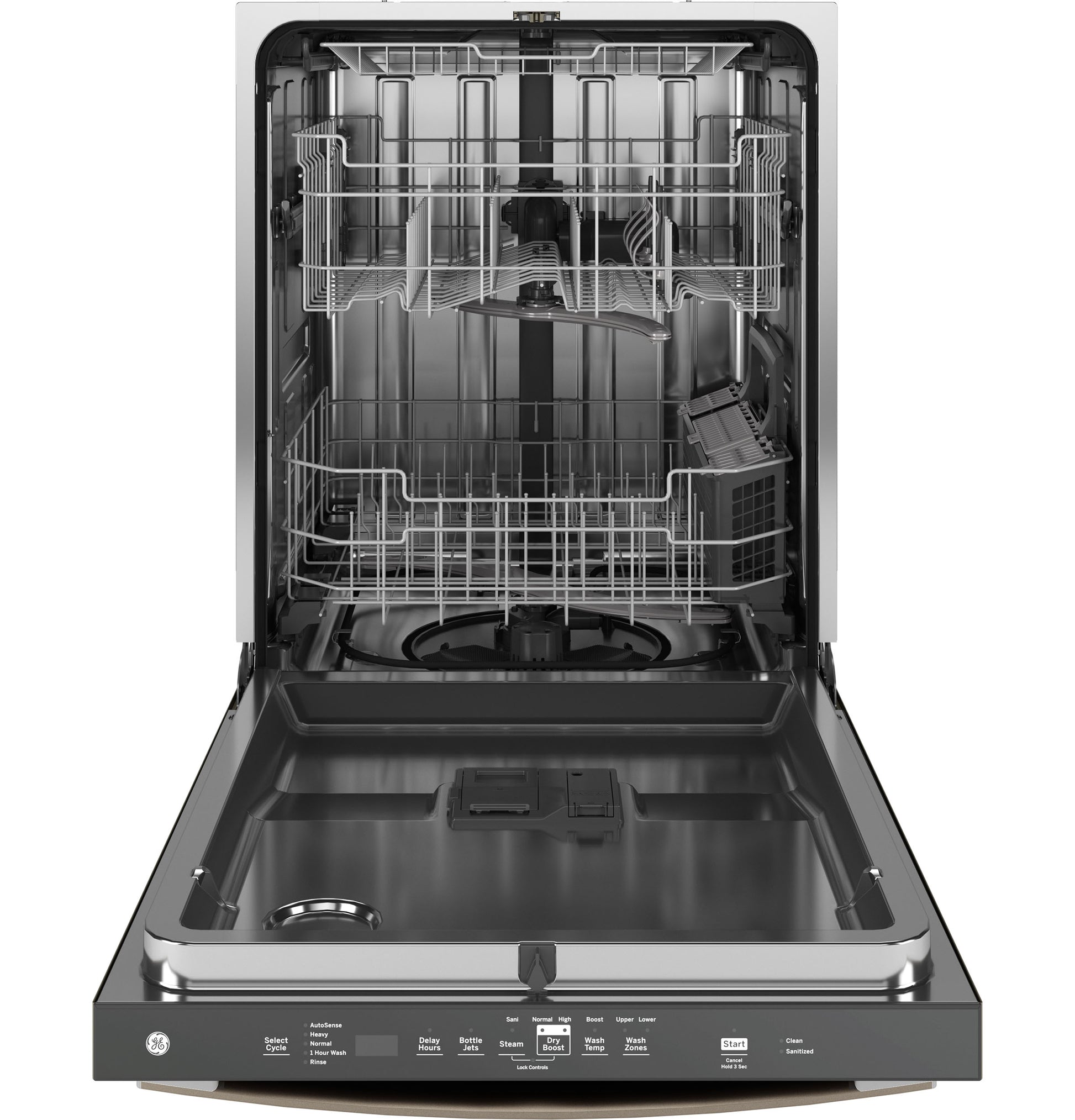 Open fingerprint resistant dishwasher with stainless steel interior and adjustable racks from Dishwashers collection