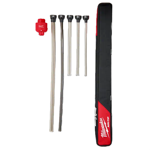 Long reach flexible vacuum hose set with five interchangeable lengths and carrying case for woodworking and dust collection tools under $100