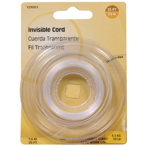 Clear invisible cord spool with 25 ft length for light-duty household projects in hardware and fasteners collections