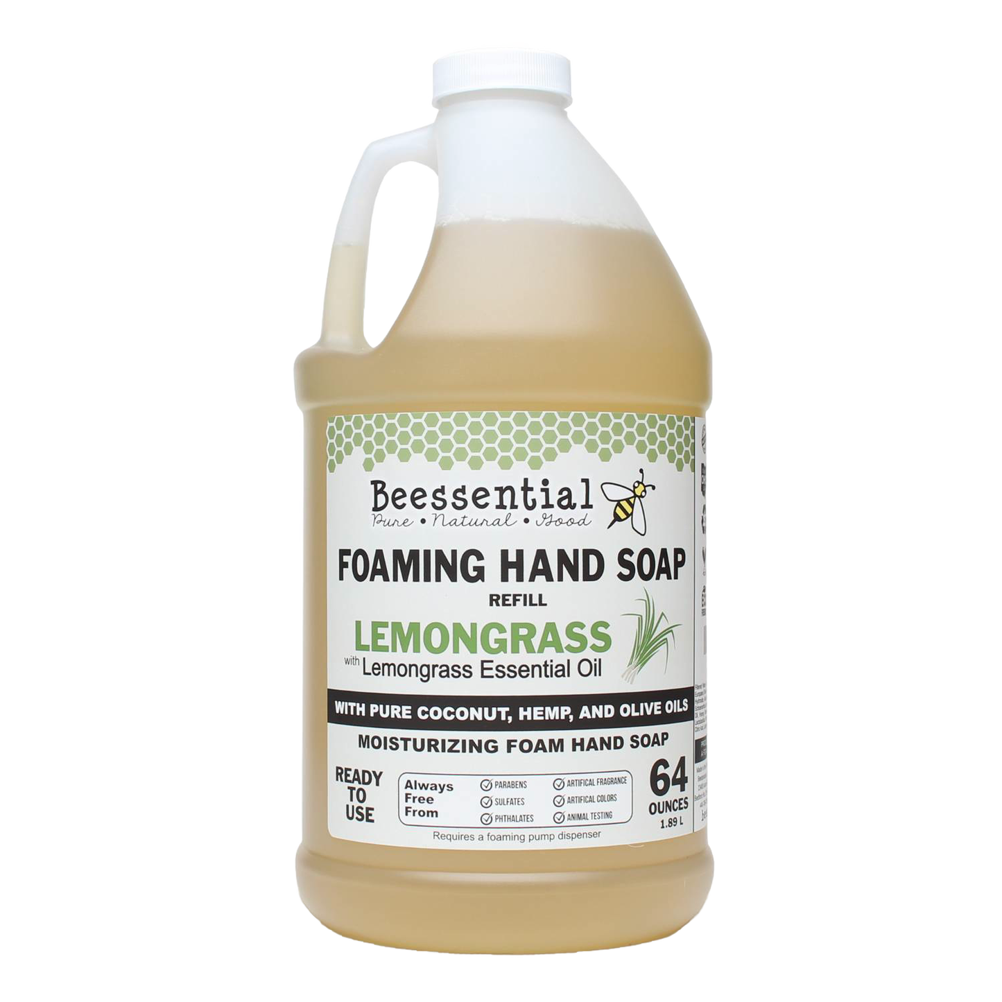 64 oz lemongrass foaming hand soap refill with coconut, hemp, and olive oils in Health & Beauty collections