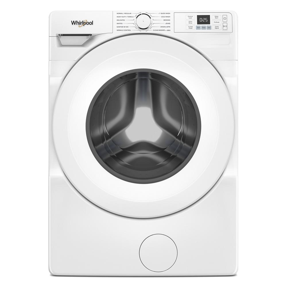 White front load washer with digital display and rotary cycle selector in washers and appliances collection