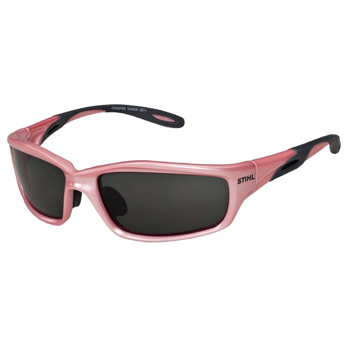 Protective eyewear with smoke polycarbonate lenses and pink frame for safety equipment and hardware collections under $50