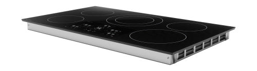 36-inch induction cooktop with five cooking zones and black mirror finish made of premium SCHOTT glass for kitchen appliances