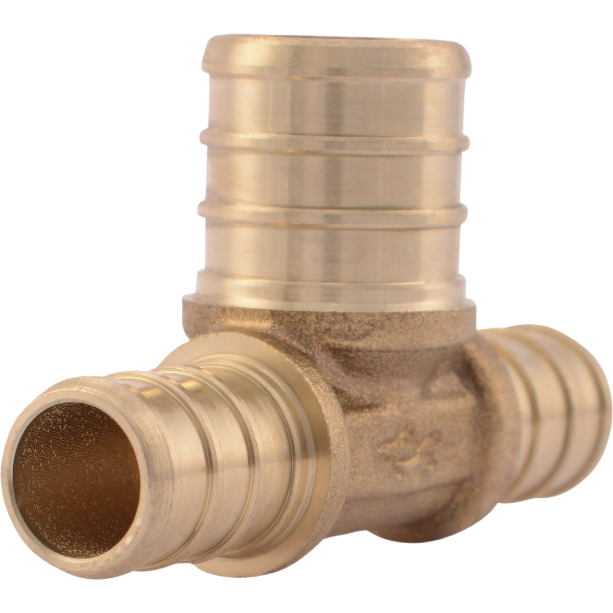 Brass reducing tee with barbed ends for PEX pipe connections in plumbing and home improvement projects under $50