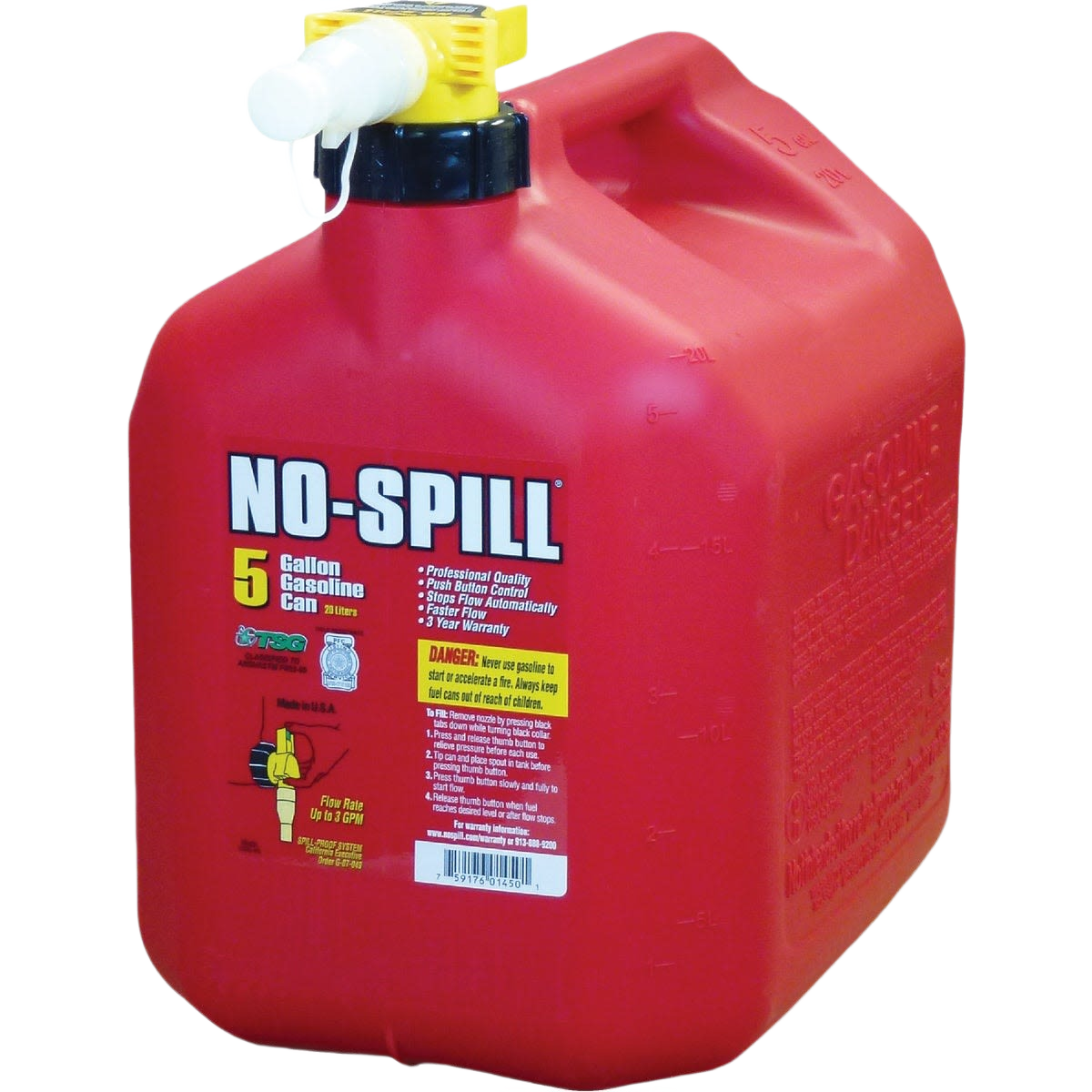 Red fuel container with self-venting spout for safe fuel storage, part of automotive tools and accessories under $50 range