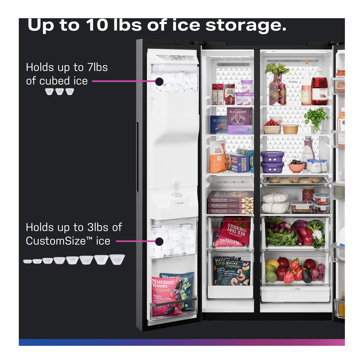 GE Profile™ ENERGY STAR® 27.8 Cu. Ft. Side-By-Side Refrigerator with Hands-Free AutoFill and CustomSize™ Ice