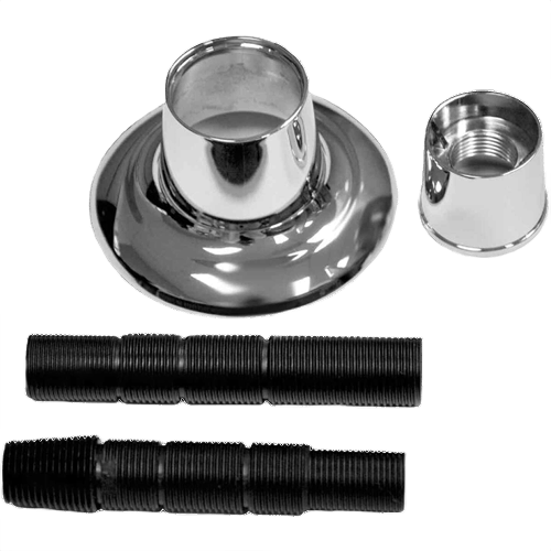 Chrome adjustable tub and shower flange with threaded nipples for plumbing parts and repair projects under $50