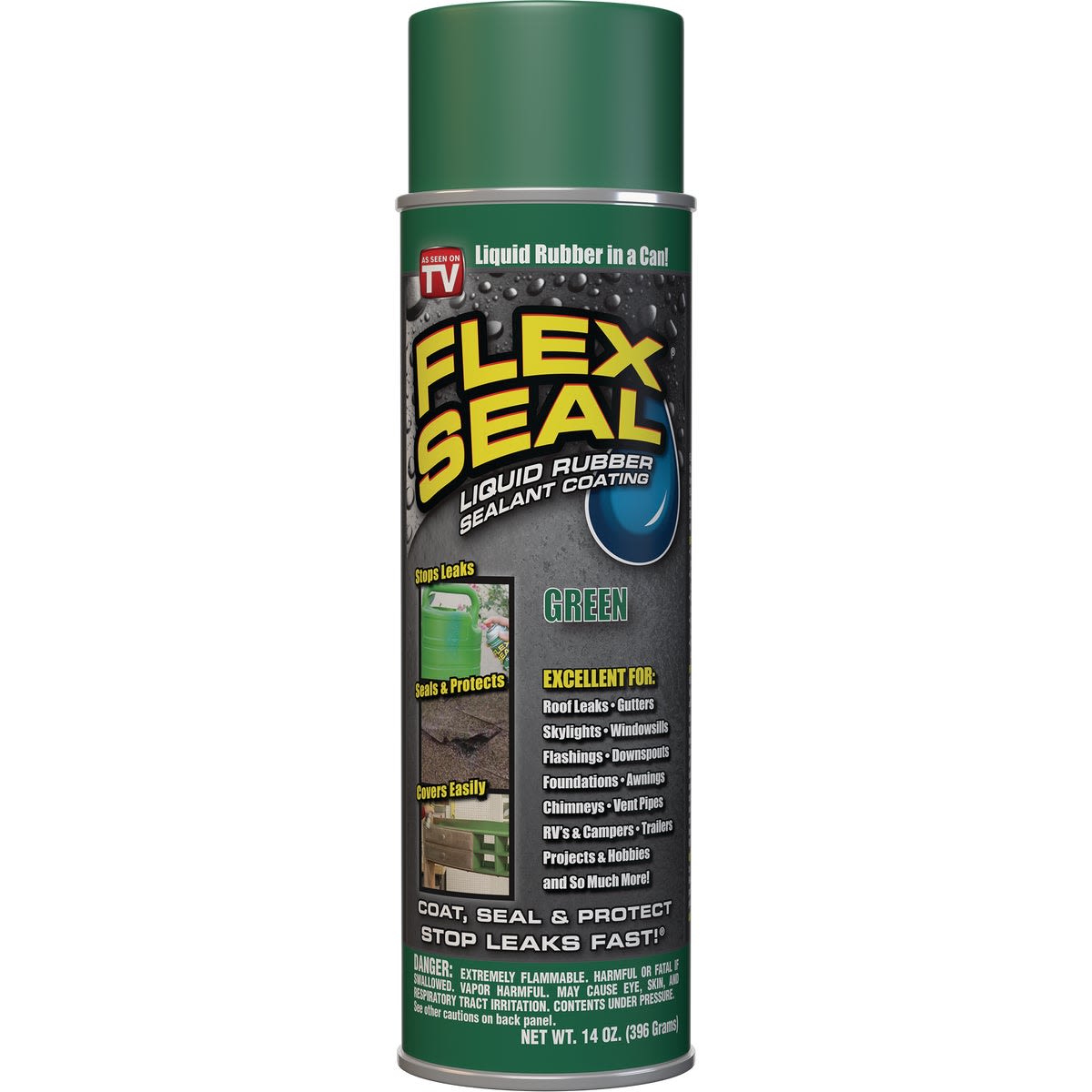 Green rubber sealant spray can for sealing and protecting surfaces in stain, sealer, and paint supplies collections