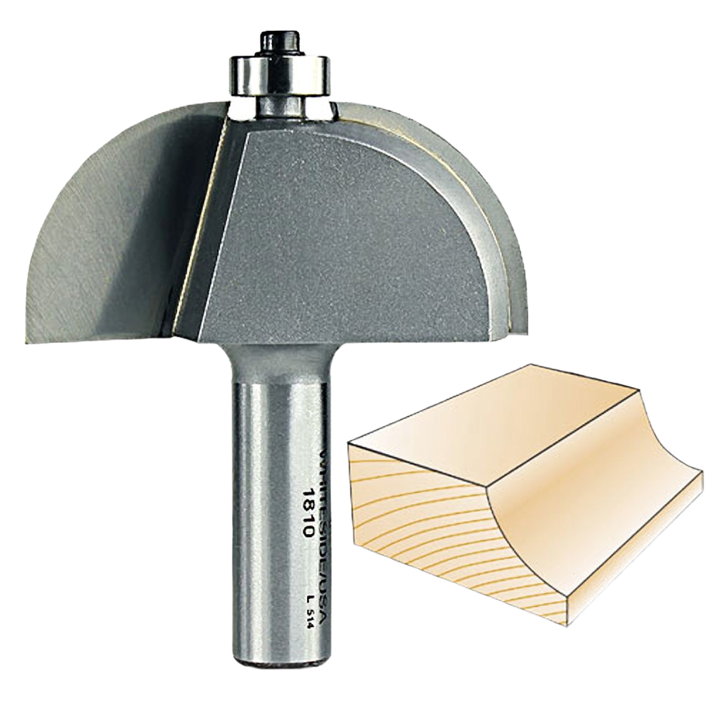 Carbide-tipped cove router bit with double flute for smooth edge profiling in power tool accessories collection