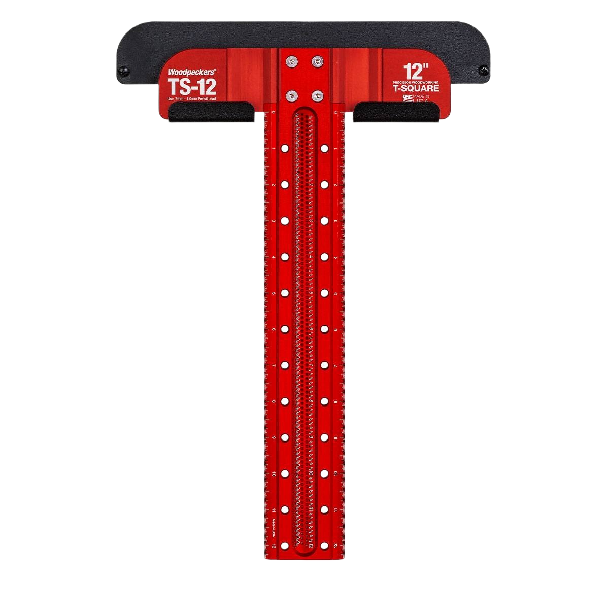Red 12-inch T square with black top edge for woodworking and measuring tools in hand tools collection