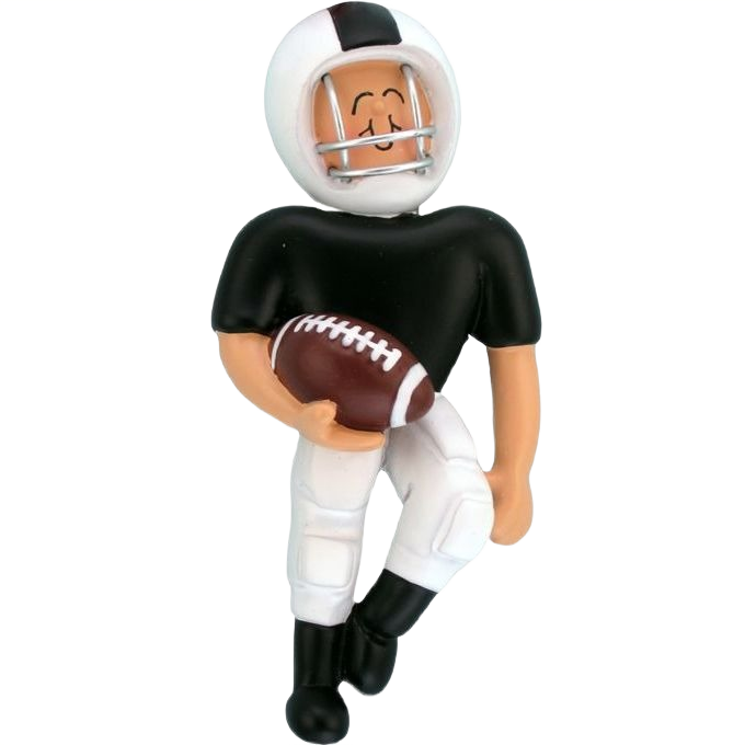 Boy figurine in black and white football uniform holding ball for Christmas Ornaments & Tree Decorations under $50 collection