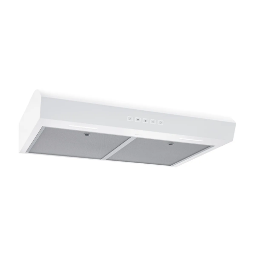 White under cabinet range hood with dual metal filters and control panel in kitchen and home improvement appliances collection