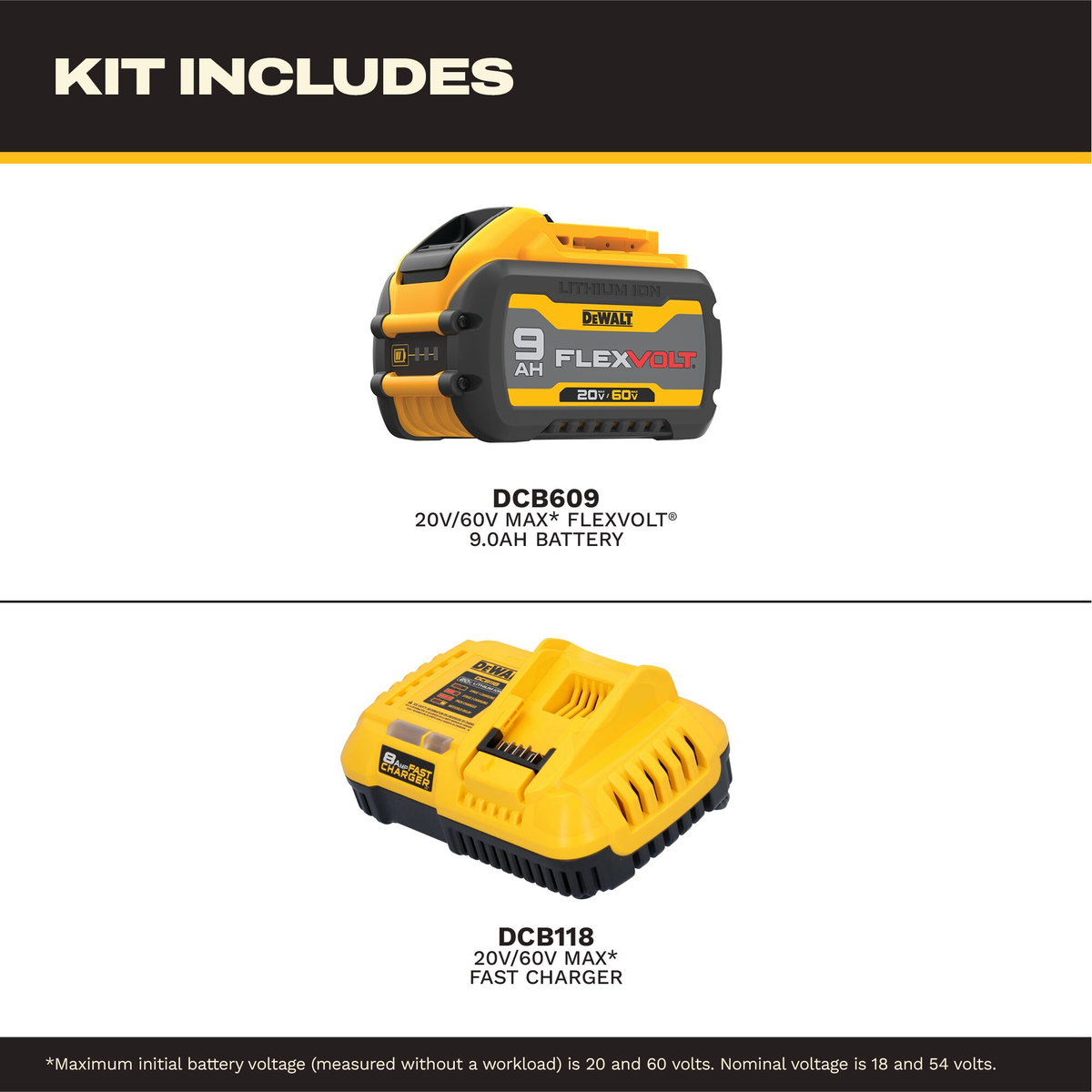 DEWALT 20V/60V MAX FLEXVOLT Lithium-Ion 9.0Ah Battery and Charger Starter Kit