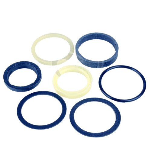 Set of blue and cream rubber seals and O-rings for maintenance and repair tasks in tools and home improvement