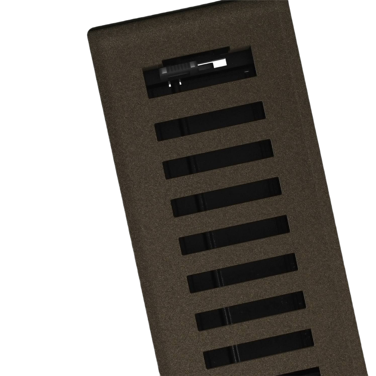 Bronze finish floor register with adjustable vent slots designed for home improvement and ventilation control tasks