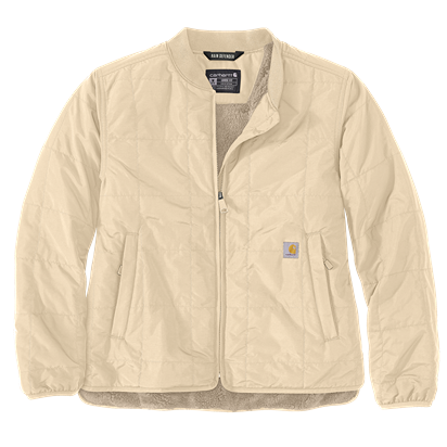 Lightweight insulated women's quilted jacket in oat milk color for outerwear and clothing collections