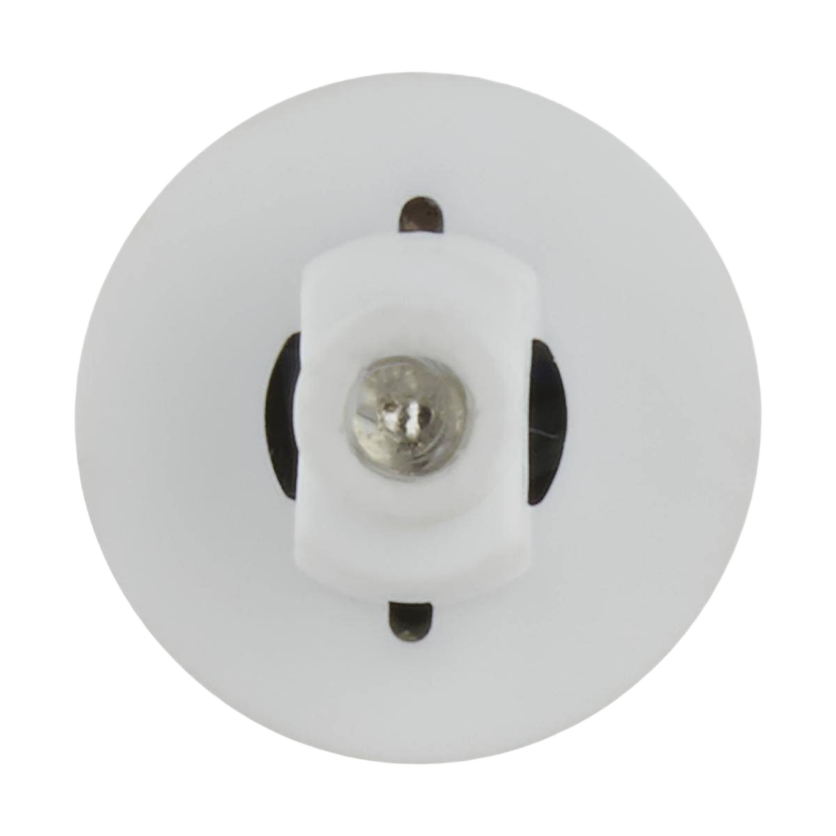 Top view of a white J-Type T3 LED bulb base for lighting and electrical home improvement projects