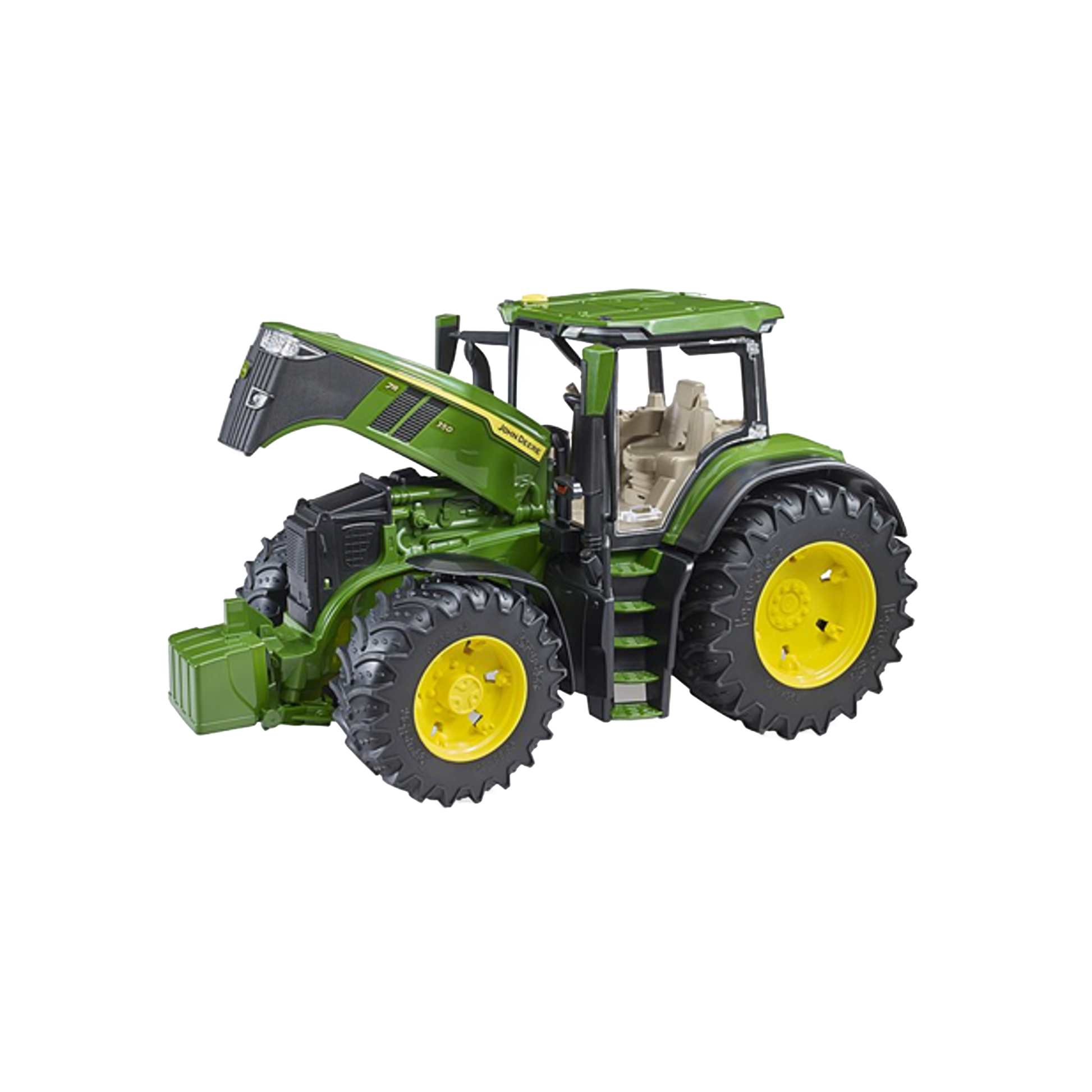 Green and yellow Bruder toy tractor with detailed tires and open hood from Vehicles & Remote Controlled Toys collection