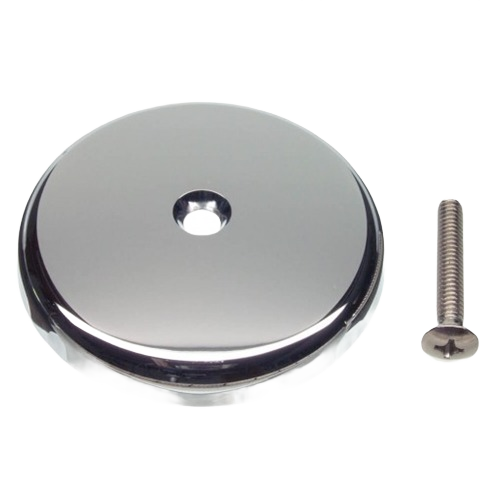 Chrome single hole overflow cover plate with mounting screw for plumbing repair and bathtub parts under $50