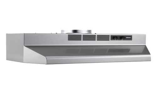 Stainless steel under cabinet convertible range hood with top vent and control switches from Range Hoods collection