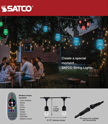 Satco 24' LED String Light RGBW with Infrared Remote