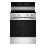 30-inch Whirlpool electric smart range with stainless steel finish and digital control panel from kitchen appliances collection