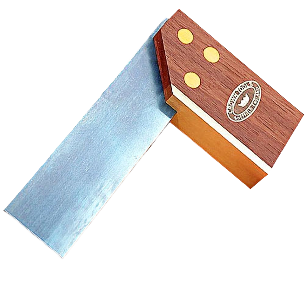 Compact try miter square with wooden handle and brass pins for precise woodworking measurements and hand tool collections under $50